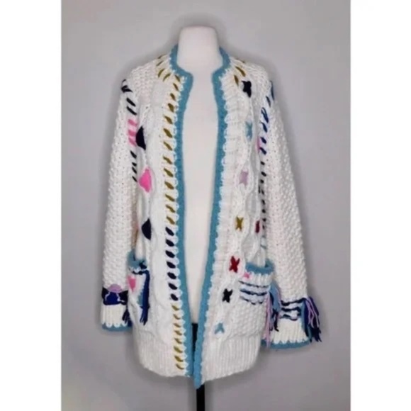 NWT!! ANTHROPOLOGIE Lima Handknit & Heartfelt Embroidered Cardigan Sweater XS/S - Picture 3 of 15